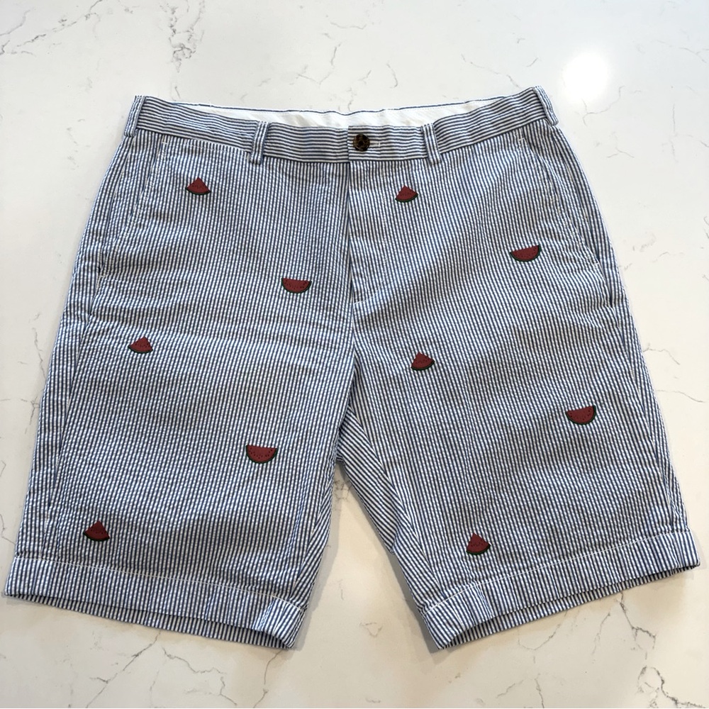 Brooks Brothers Seersucker Shorts Mens 35W x 10 Watermelon Slices Preppy Travel